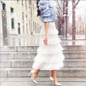 Rachel Parcell tiered dot mesh skirt, size L